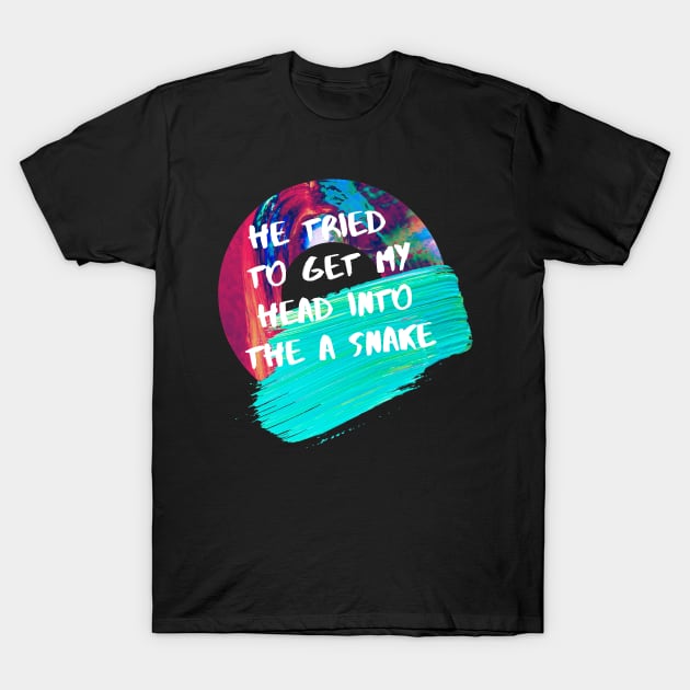 HE TRIED - Surreal "Engrish" Bad Translation Error with Glitch Art T-Shirt by raspberry-tea